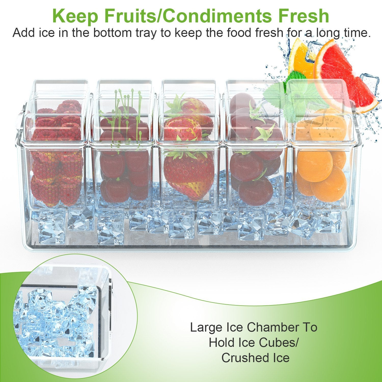 1Set Ice Chilled Condiment Caddy Serving Tray