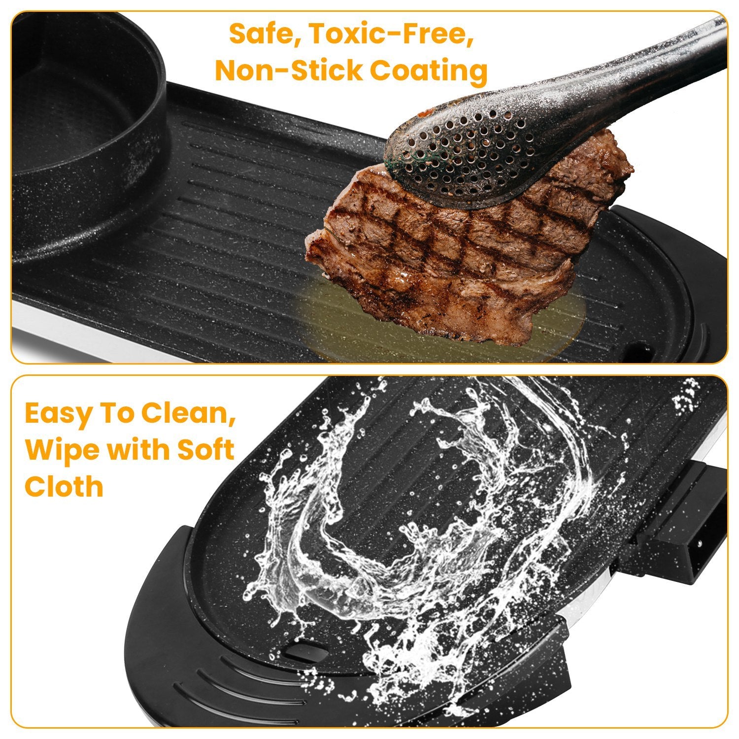 2200W  2 In 1 Electric Hot Pot With BBQ Grill Cooker