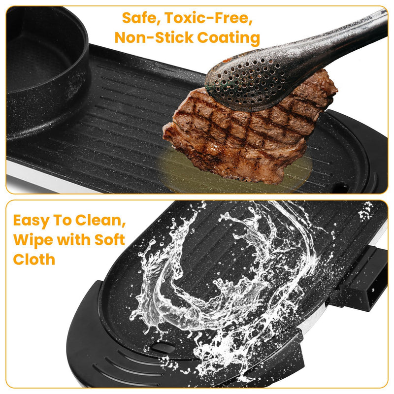 2200W  2 In 1 Electric Hot Pot With BBQ Grill Cooker