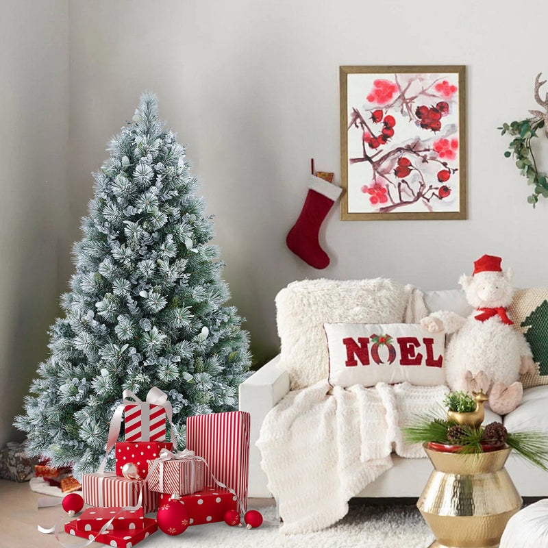 Snow Flocked Christmas Tree Premium Artificial Christmas Tree For Home Office Holiday Decor