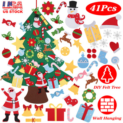 DIY Felt Christmas Tree 41Pcs Detachable Ornaments For Kids