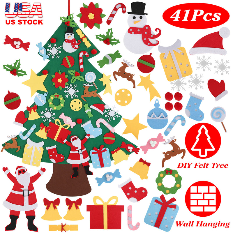 DIY Felt Christmas Tree 41Pcs Detachable Ornaments For Kids