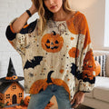 Women's Diamond Halloween Out Batwing Sleeve Top - Loose Fit
