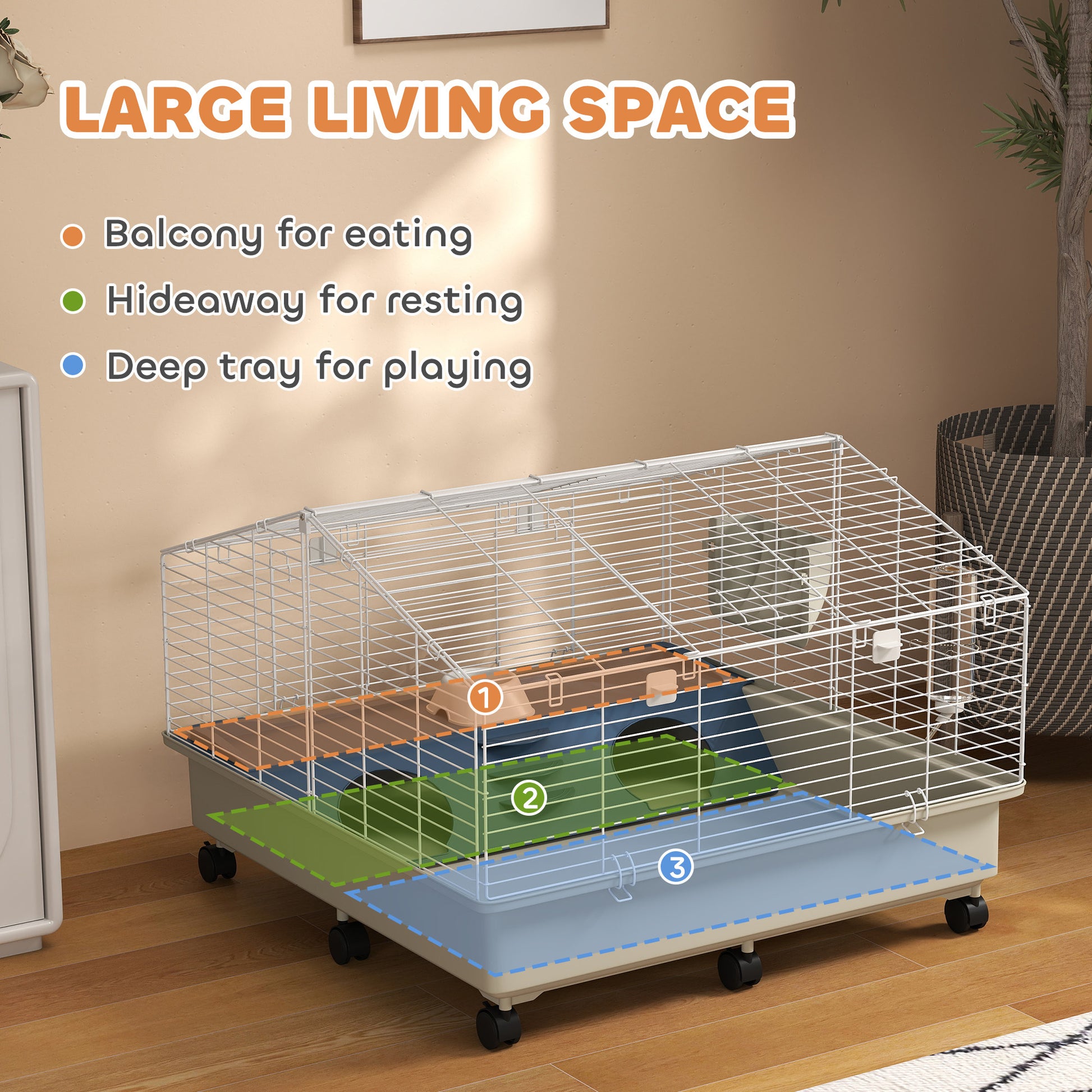 Rolling Small Animal Cage With Water Bottle
