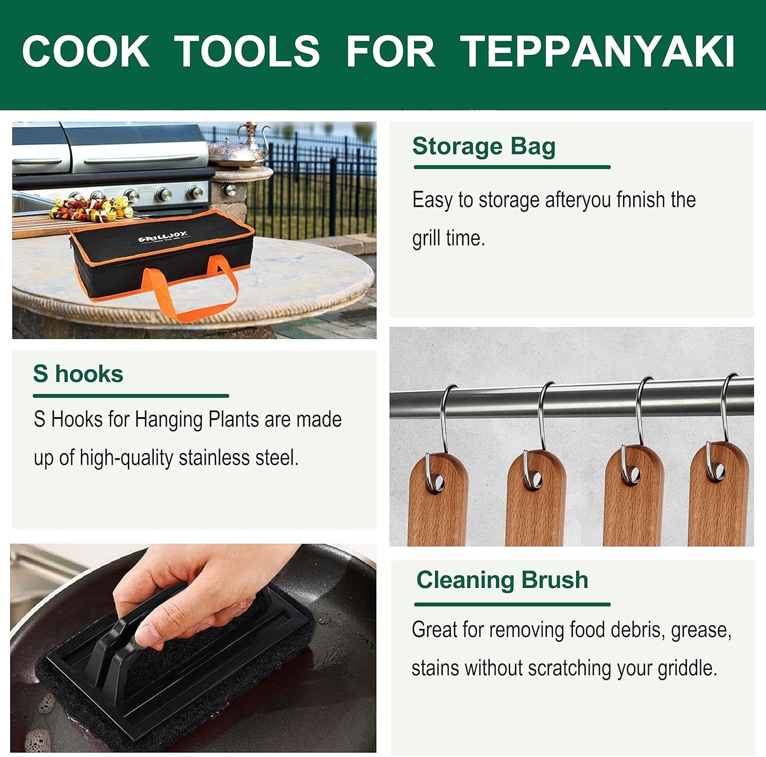 Grilljoy Griddle Accessories Set With Robust Plastic Handle