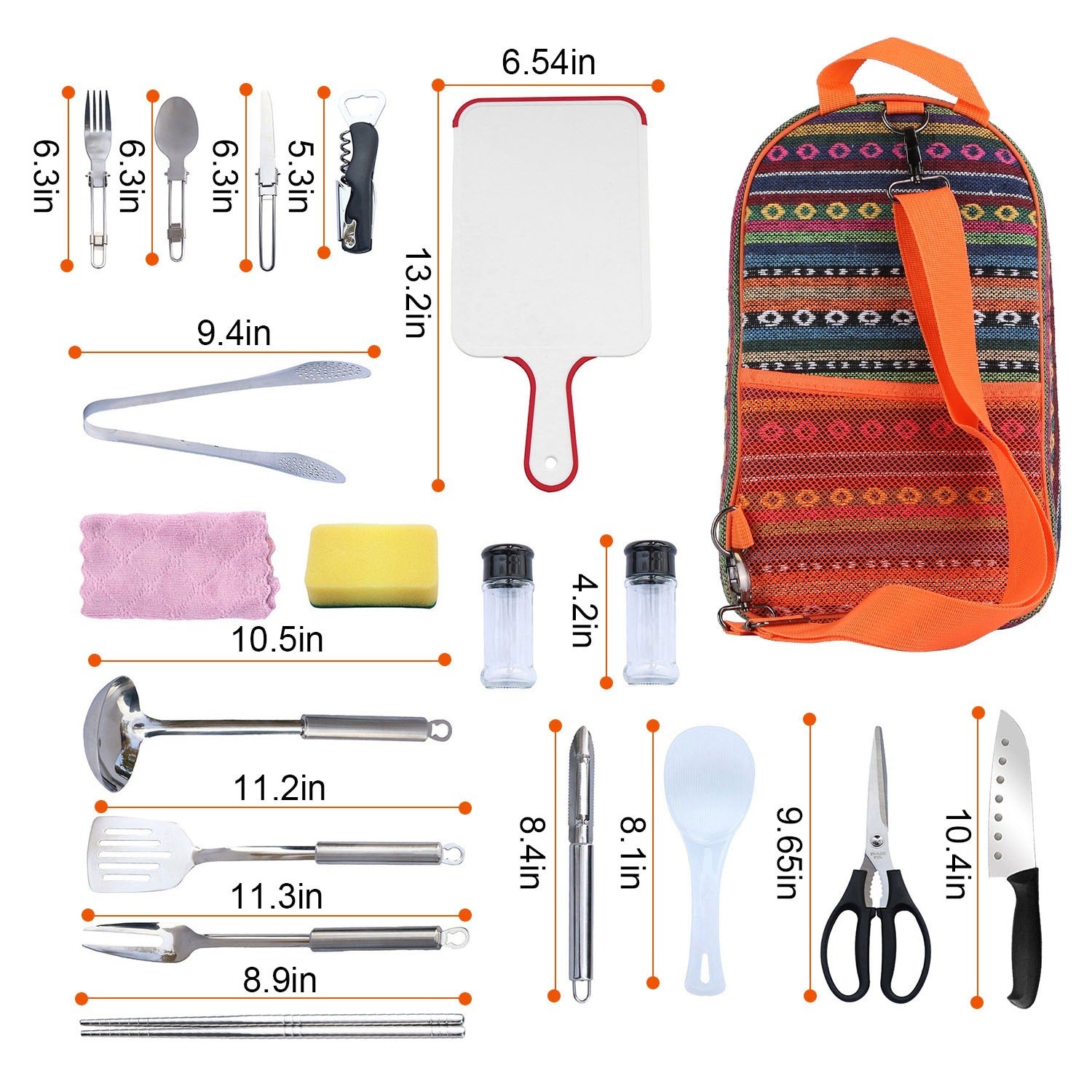 19Pcs Camping Cooking Utensil Kit Portable Picnic Cookware