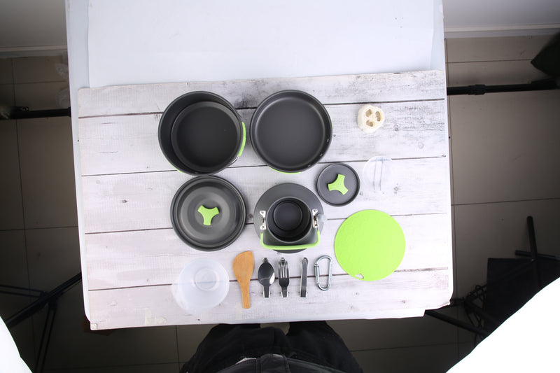 16Pcs Camping Cooking Ware Set Camping Stove Cookware Kit Aluminum Pot Pan Kettle Set