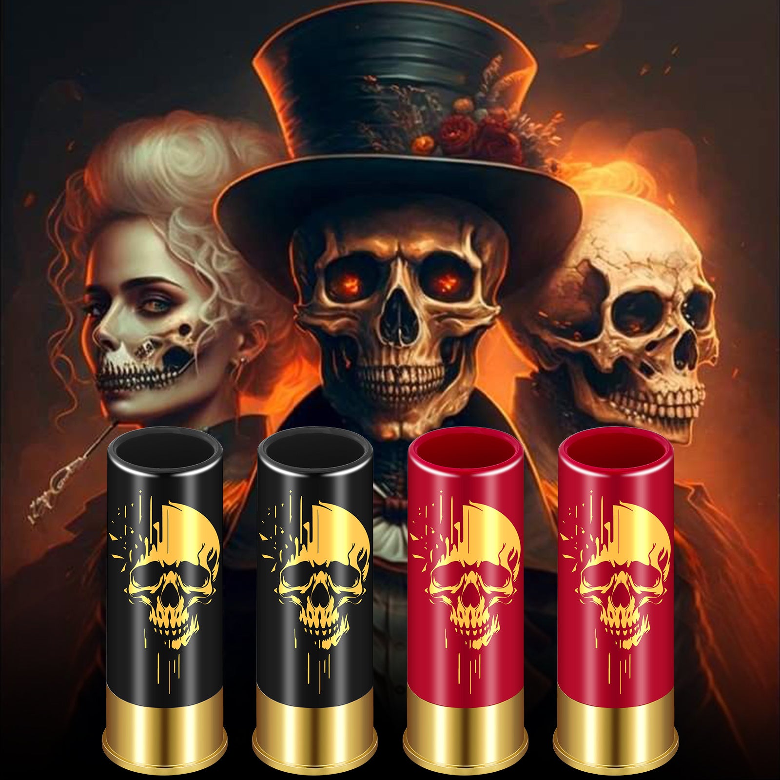 4pcs Skull Shot Glasses, 1.5oz - Reusable, High-Quality Plastic Bullet Cups For Whiskey