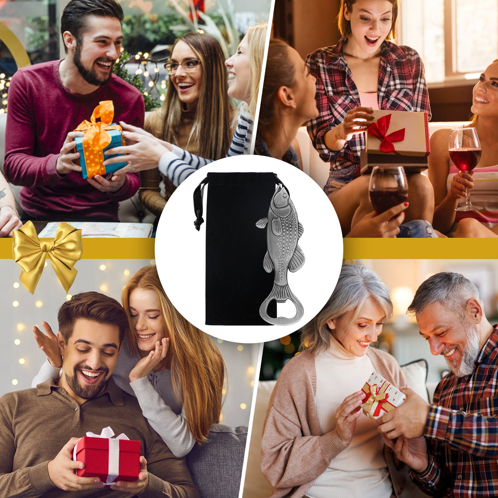 Creative Sea Bass Bottle Opener With Velvet Bag