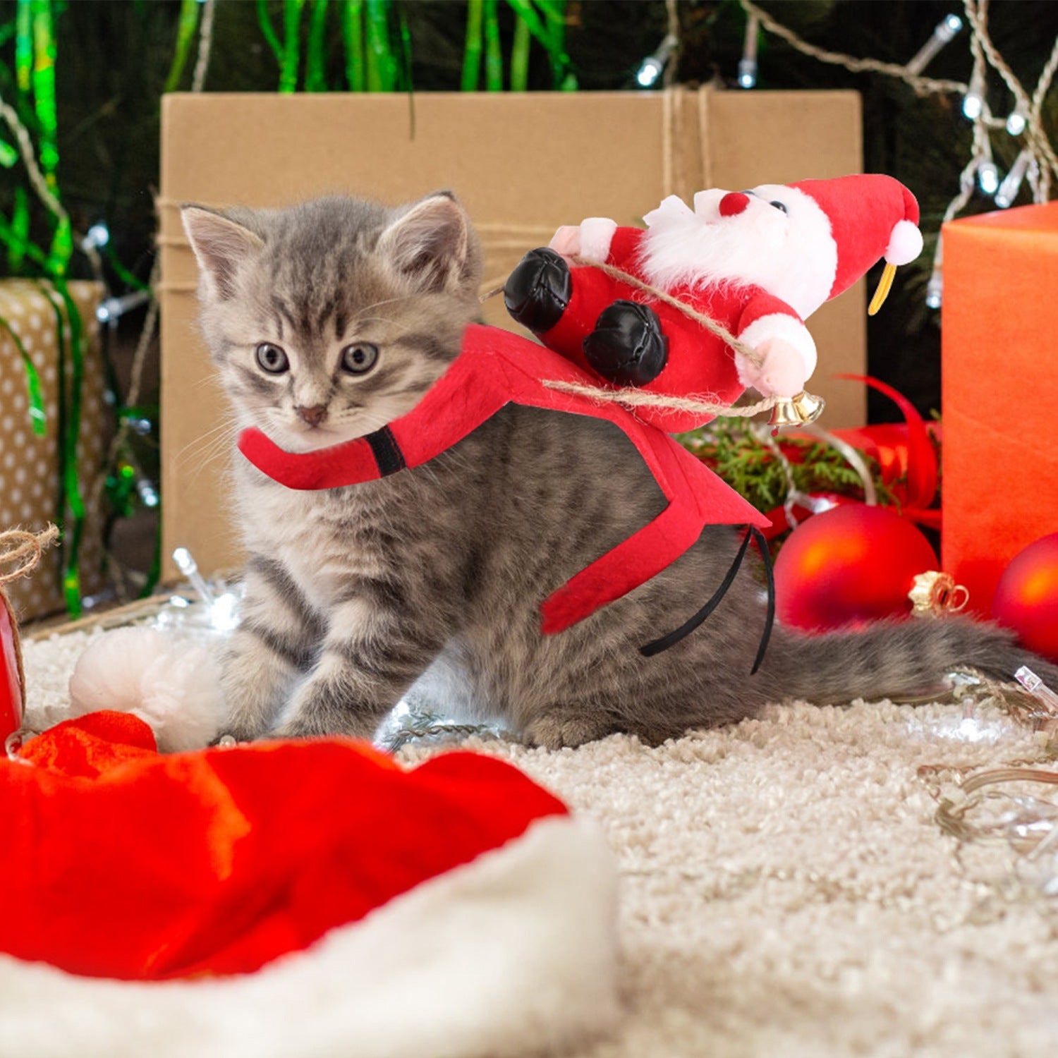 Pet Christmas Costumes Red Winter Coat