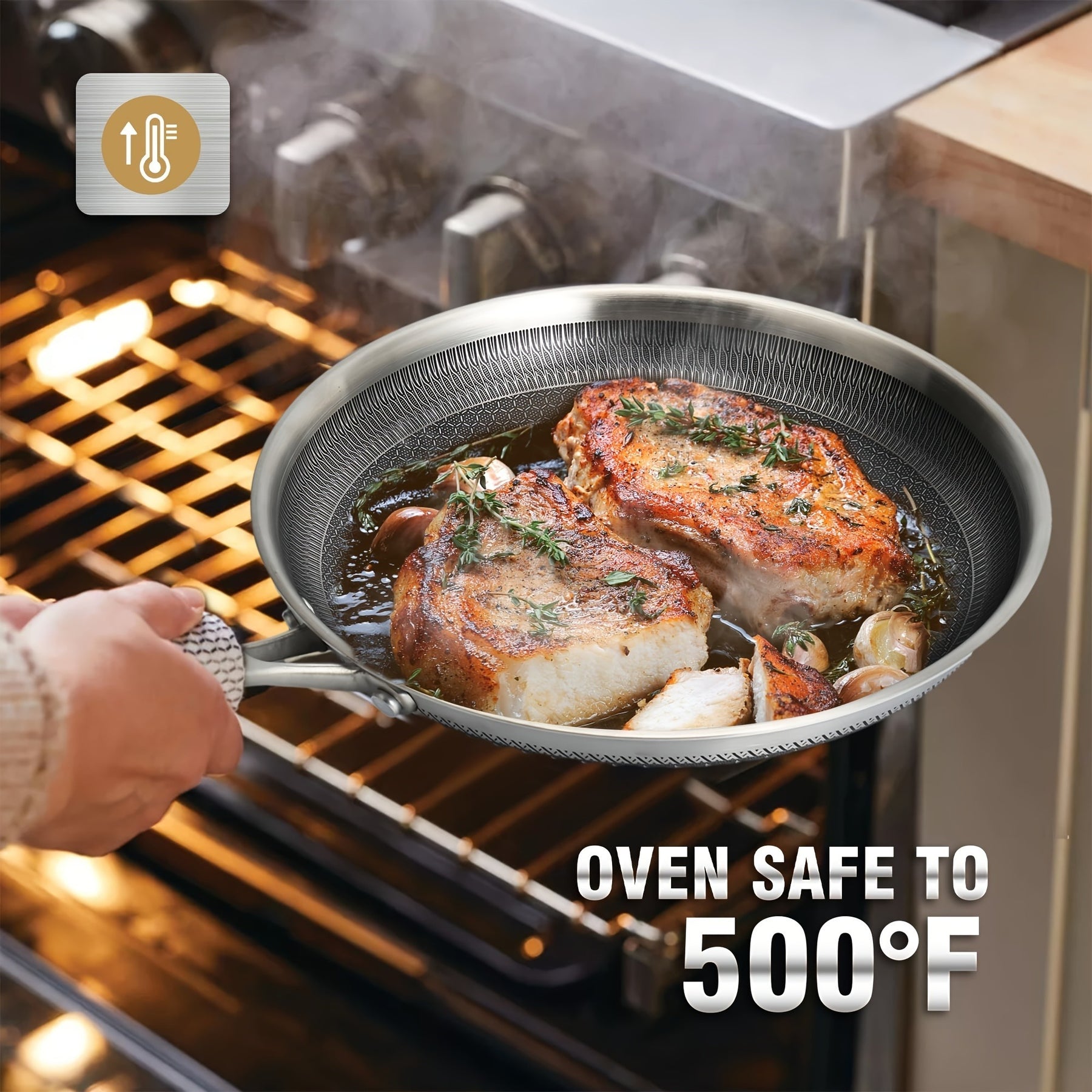 1PC Household Kitchen Honeycomb Stainless Steel Non Stick Frying Pa