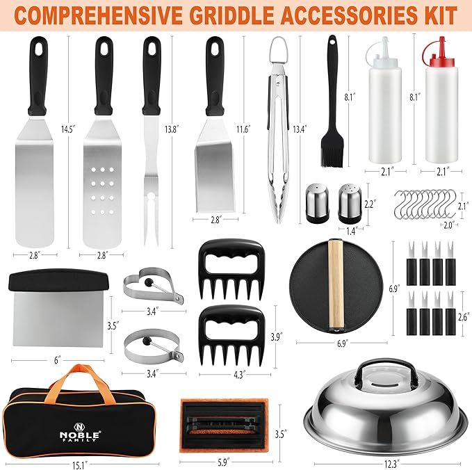 38PCS Griddle Accessories Kit, Professional Grill Tools Set For Outdoor Barbecue