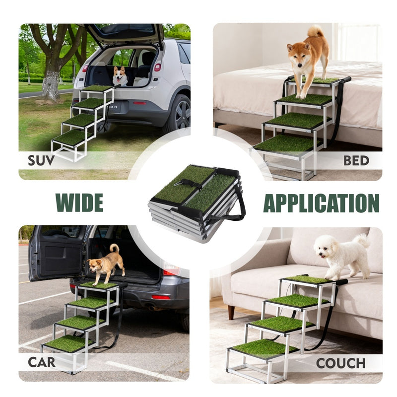 Foldable Dog Ramp For Cars, SUVs, Trucks, Portable Pet Dog Stairs For Large Dogs