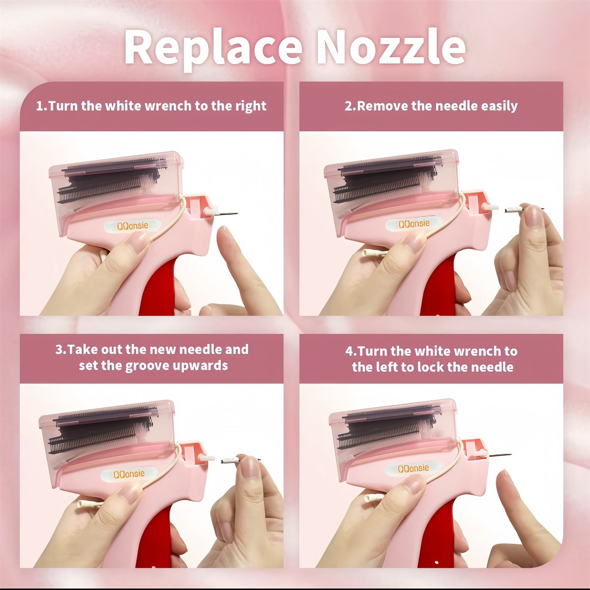 1 Count Handheld Tag Attacher Gun With 5 Counts Needles & 1000pcs Barbs Fasteners