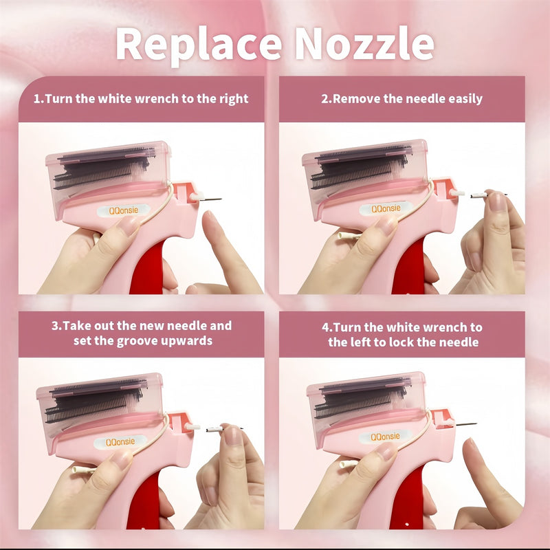 1 Count Handheld Tag Attacher Gun With 5 Counts Needles & 1000pcs Barbs Fasteners