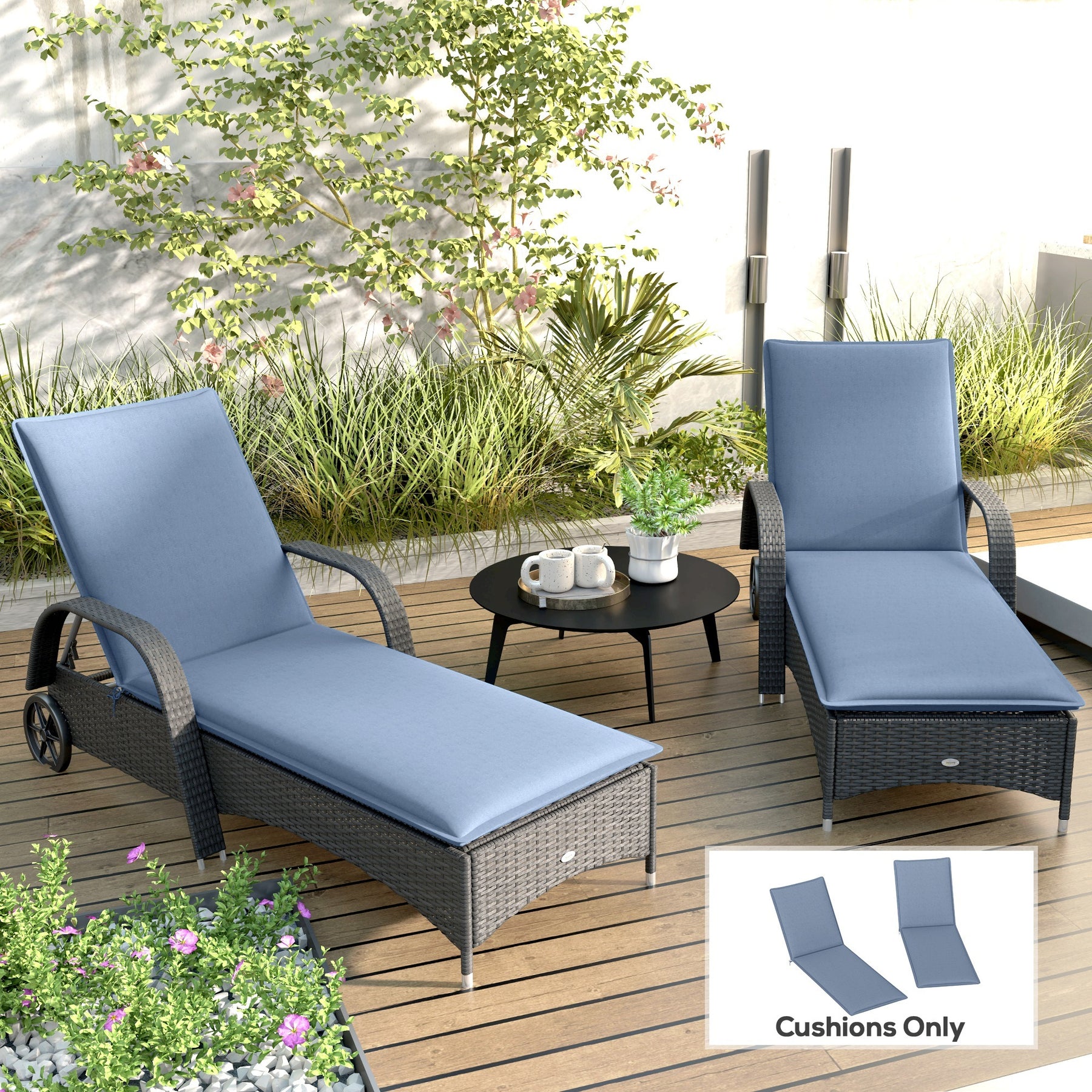 Foldable Chaise Lounge Cushion Set Of 2