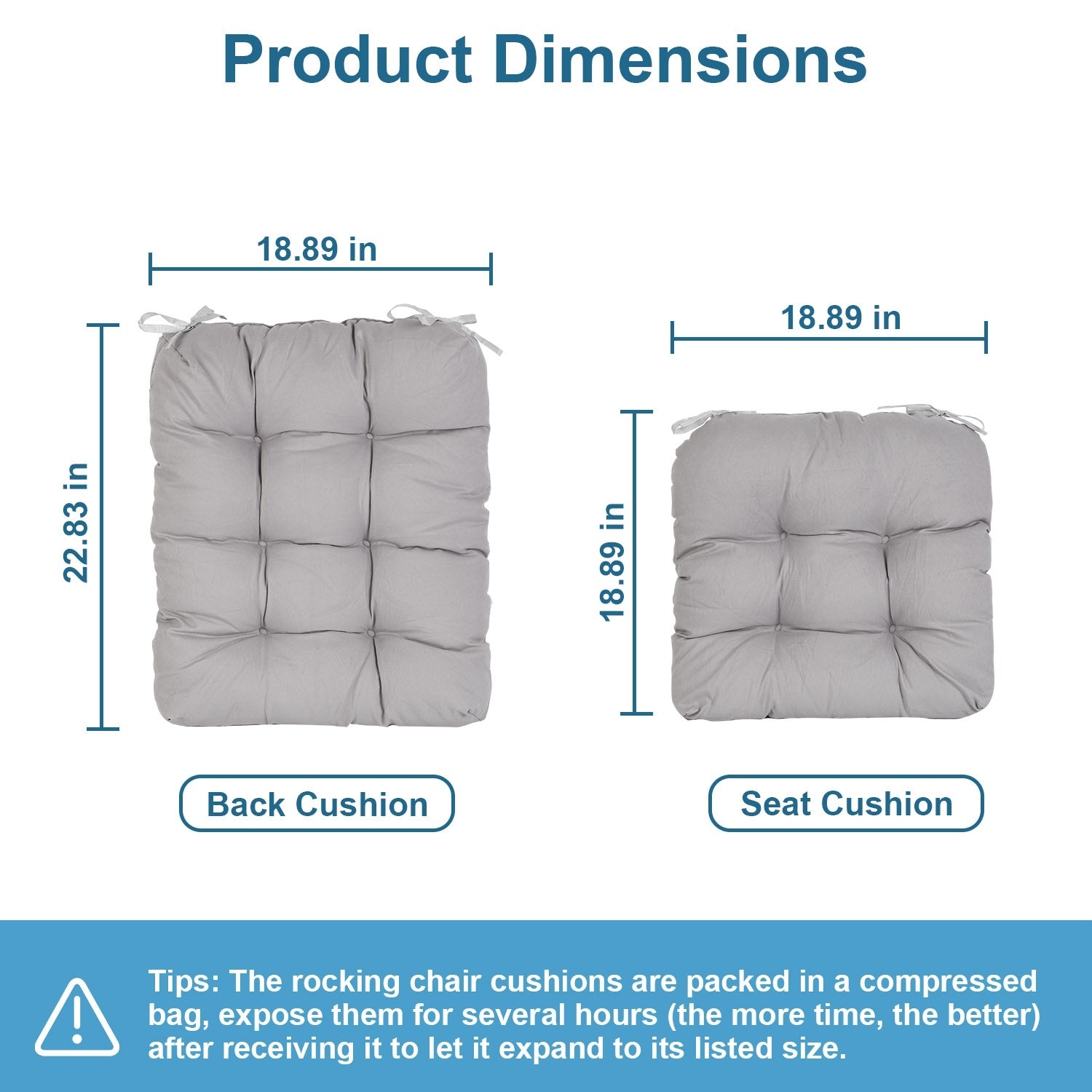 2Pcs Waterproof Rocking Chair Cushion Upper And Lower Back And Seat Sets