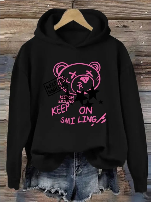 Women'S Casual Hoodie With Rib-Knit Collar