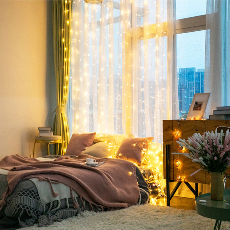 1Pc 3Meter 300 LEDs String Curtain Light With Remote