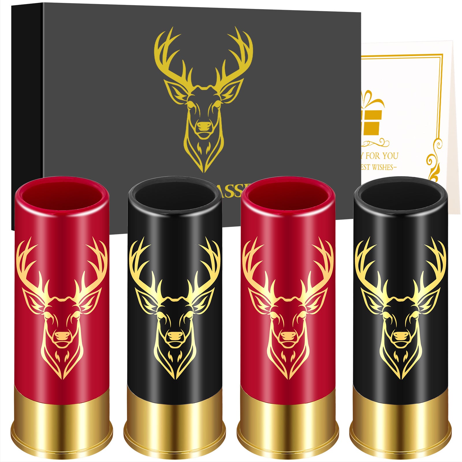 4 Deer Heads 1.5 Ounces - Reusable High-quality Plastic Bullet Cup