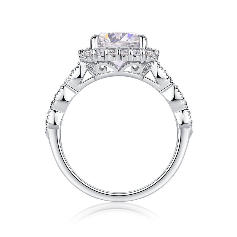 Gorgeous Square Diamond - Set With Moissan S925 Sterling Silver And Platinum-plated Diamond Ring, Fashionable Diamond Jewelry