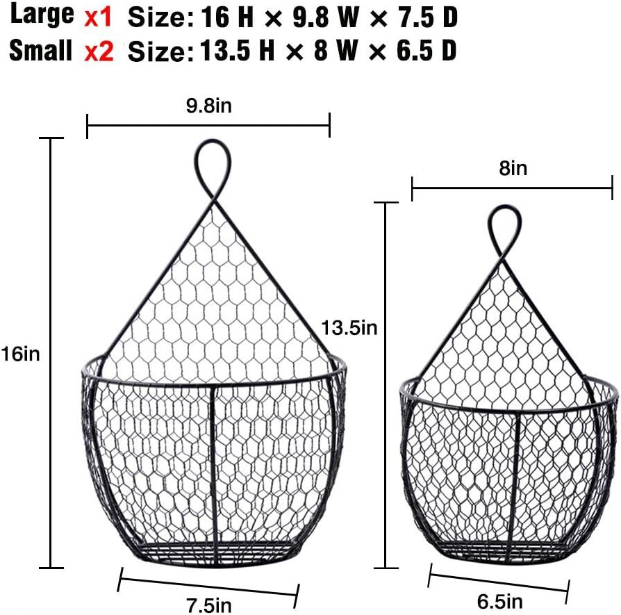 Set Of 3Metal Fruit And Vegetable Storage Hanging Basket Wall Mounted