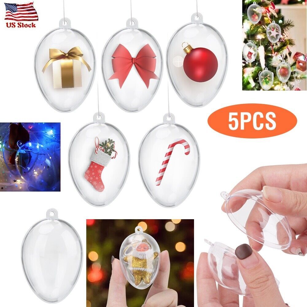 5 Clear Plastic Fillable Christmas Balls Christmas Tree Decorations