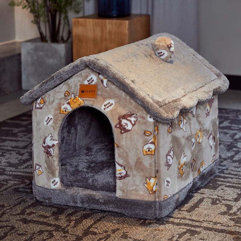 Foldable Dog House Pet Cat Bed Winter Dog