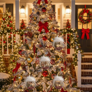 6PCS Set 3.9in Christmas Ball Tree Ornaments Glass Hanging Balls For Holiday Party & Home Decor