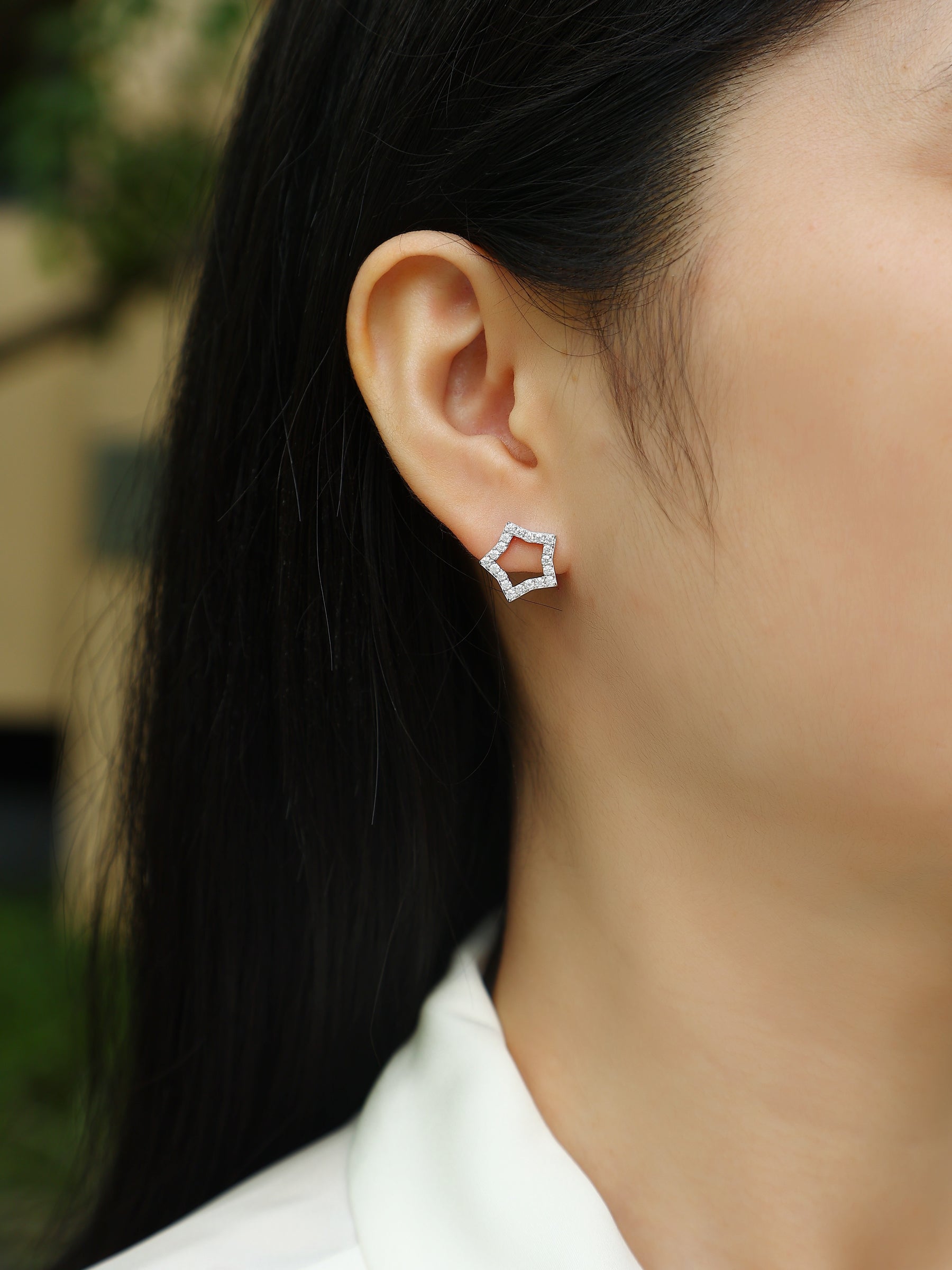 Tonight's New Star - S925 Moissanite Sterling Silver Earrings With Platinum-plated Stud Earrings