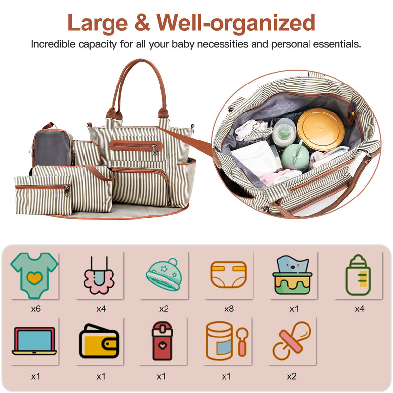 8Pcs Baby Nappy Diaper Bags Set