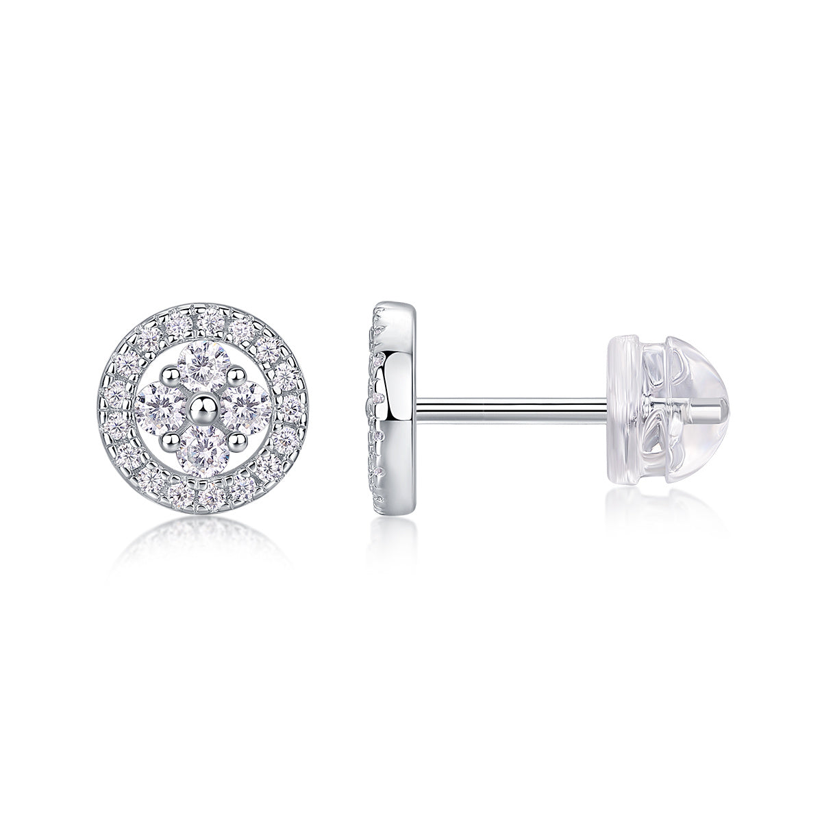 Silver Osmanthus - Fashionable And Luxurious Diamond Jewelry Earrings Set