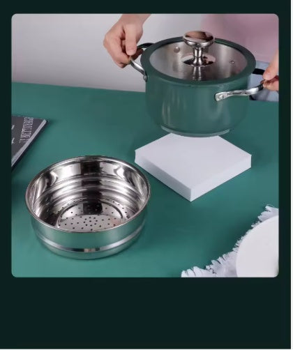 4pcs Stainless Steel Ceramic Coated Pot Set