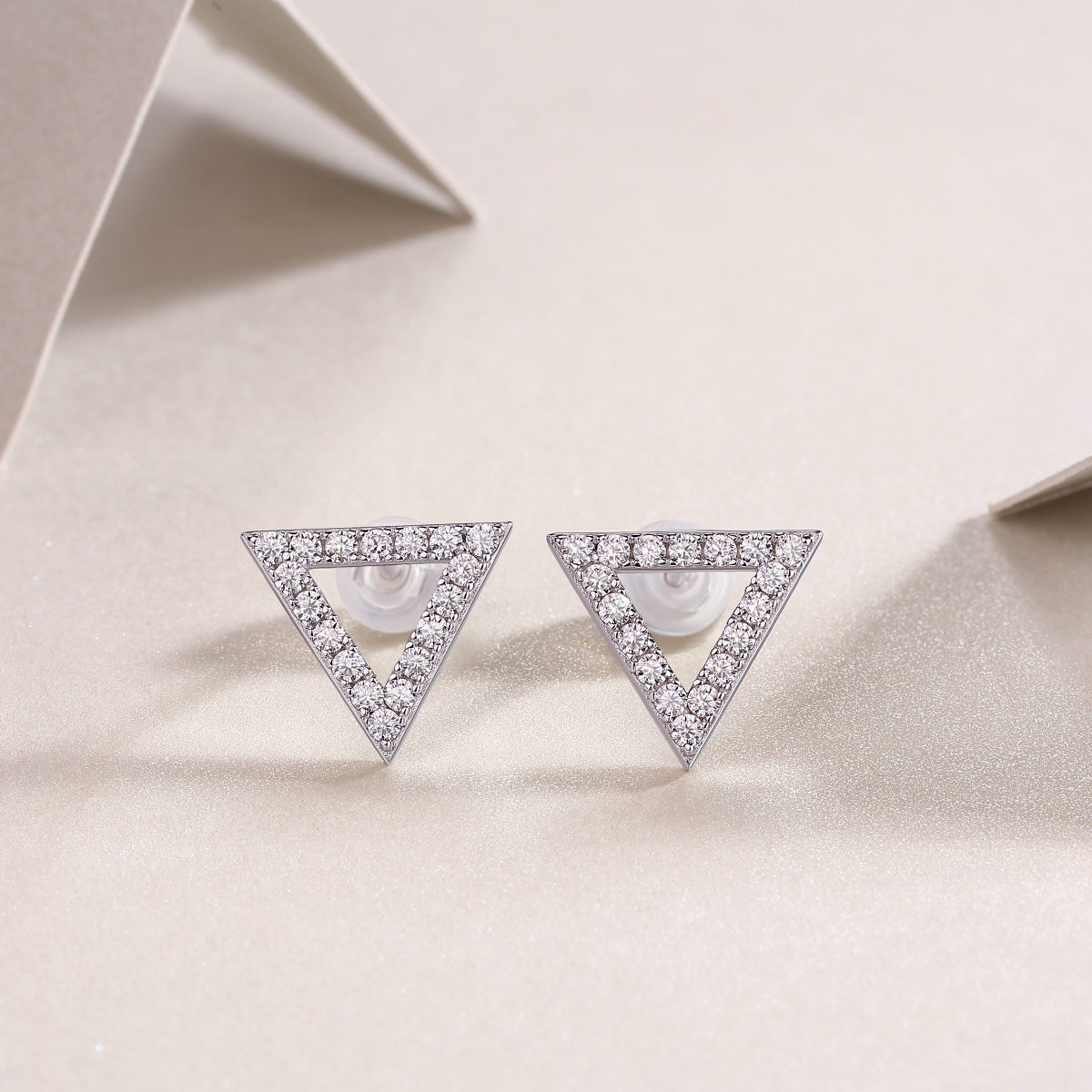 Unique - Set With Moissanite S925 Sterling Silver And Platinum-plated Stud Earrings