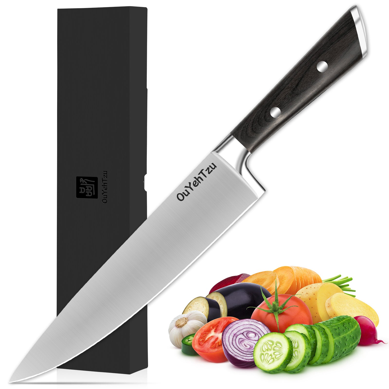8 Inch Chef Knife, Sharp Japanese High Carbon Steel Kitchen Knives