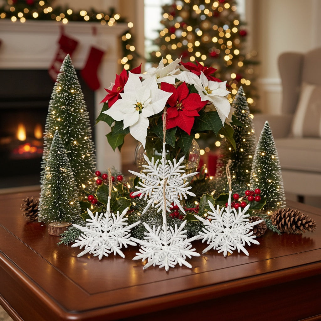 6PCS Set 6.1in Snowflake Christmas Hanging Ornaments Tree