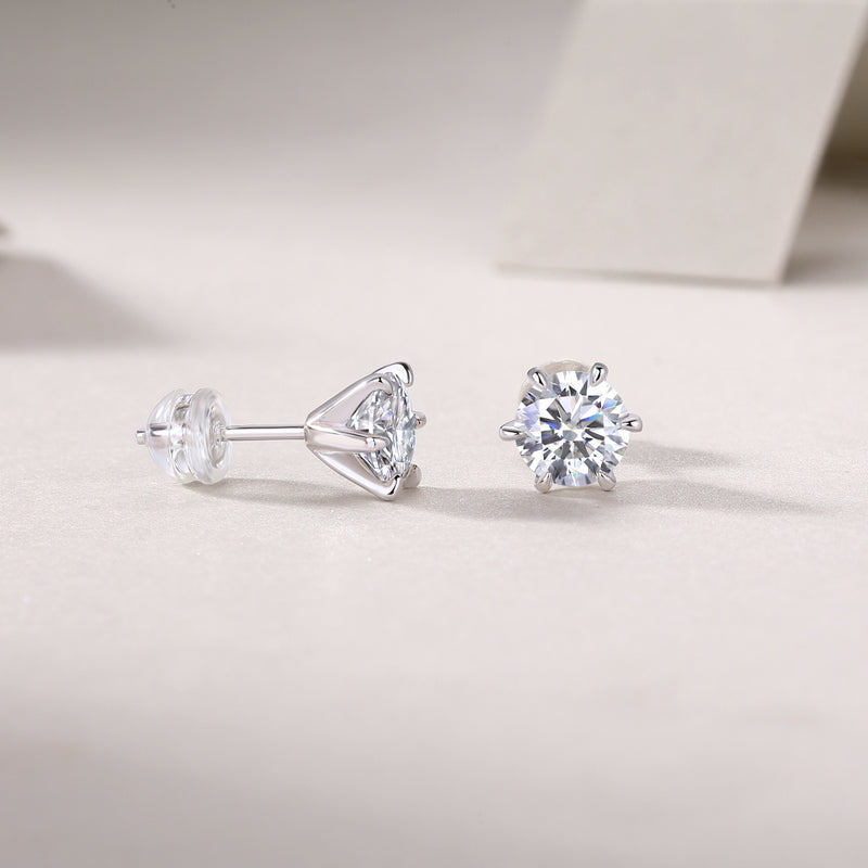 Guardian Classic Six Claw Luxury Fashion Diamond Earrings Stud Set Mosan Diamond Silver Jewelry