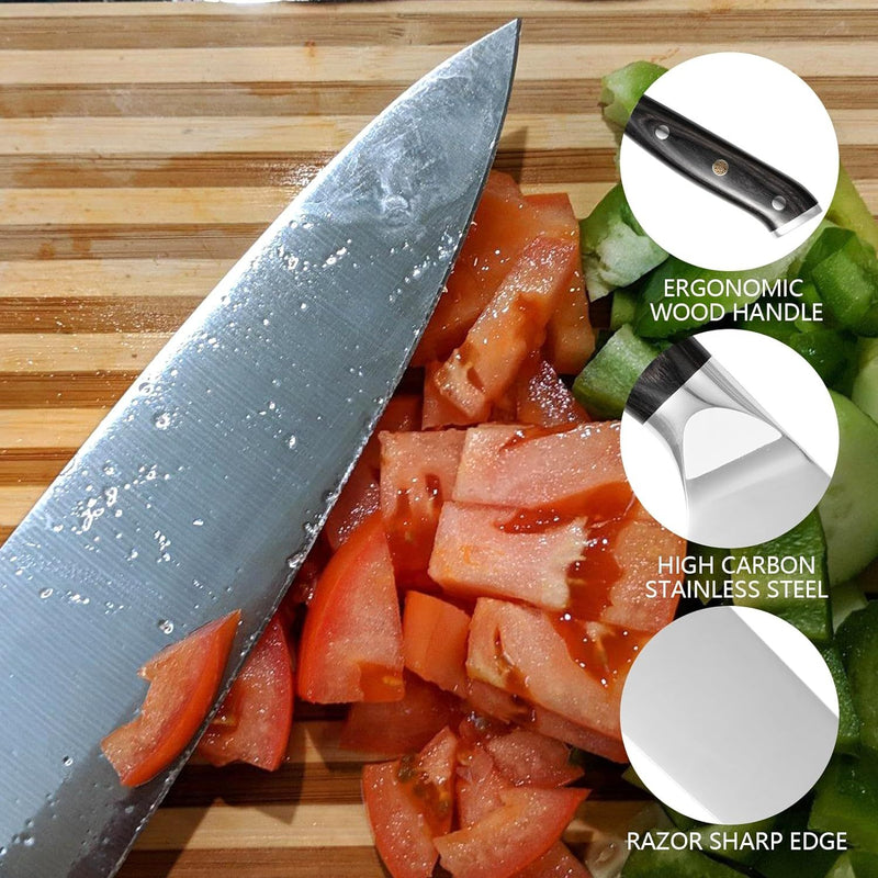Professional Chef Knife 8 Inch, Santoku Knife 7 Inch High Carbon Steel Chef Knife Japanese Knife