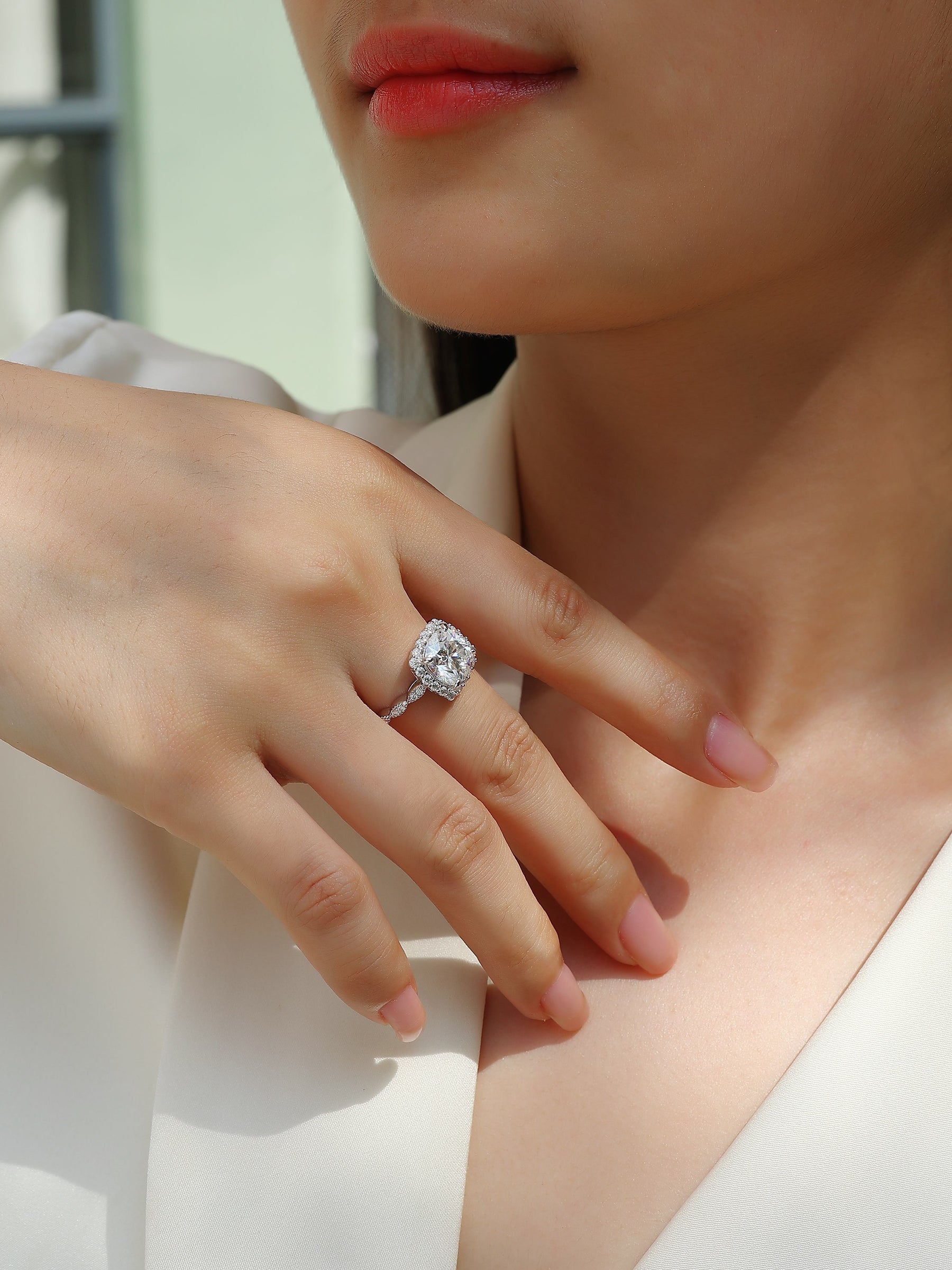 Gorgeous Square Diamond - Set With Moissan S925 Sterling Silver And Platinum-plated Diamond Ring, Fashionable Diamond Jewelry