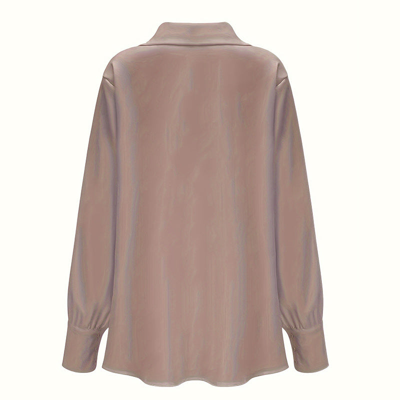 Women's Solid Color Long Sleeve Cowl Neck Blouse
