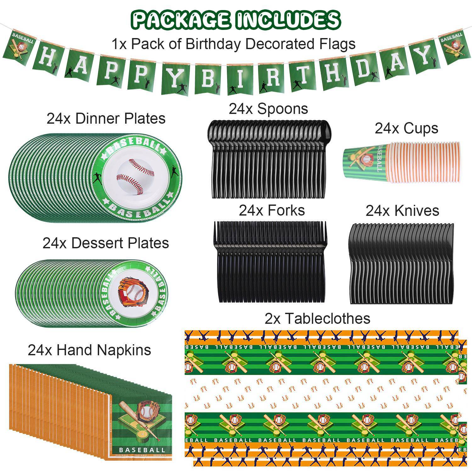 171Pcs Baseball Party Supplies Kit Baseball Birthday Party Disposable Dinnerware Set