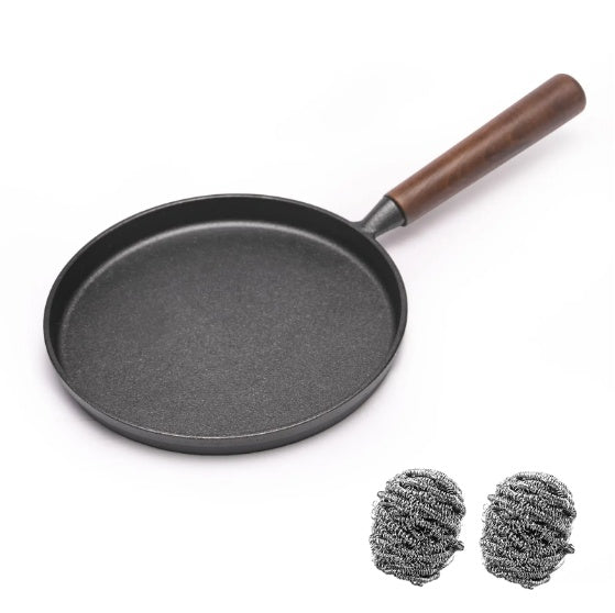 WANGYUANJI Cast Iron Pizza Pan 7.9, Uncoated Pancake Skillet For Indoor And Outdoor
