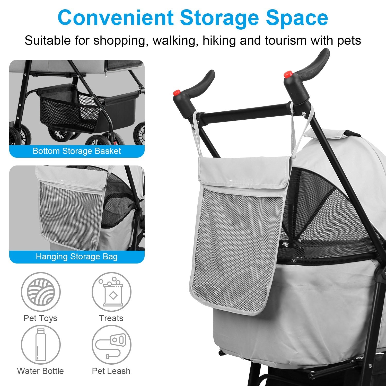 4-Wheels Pet Stroller Foldable Carrier
