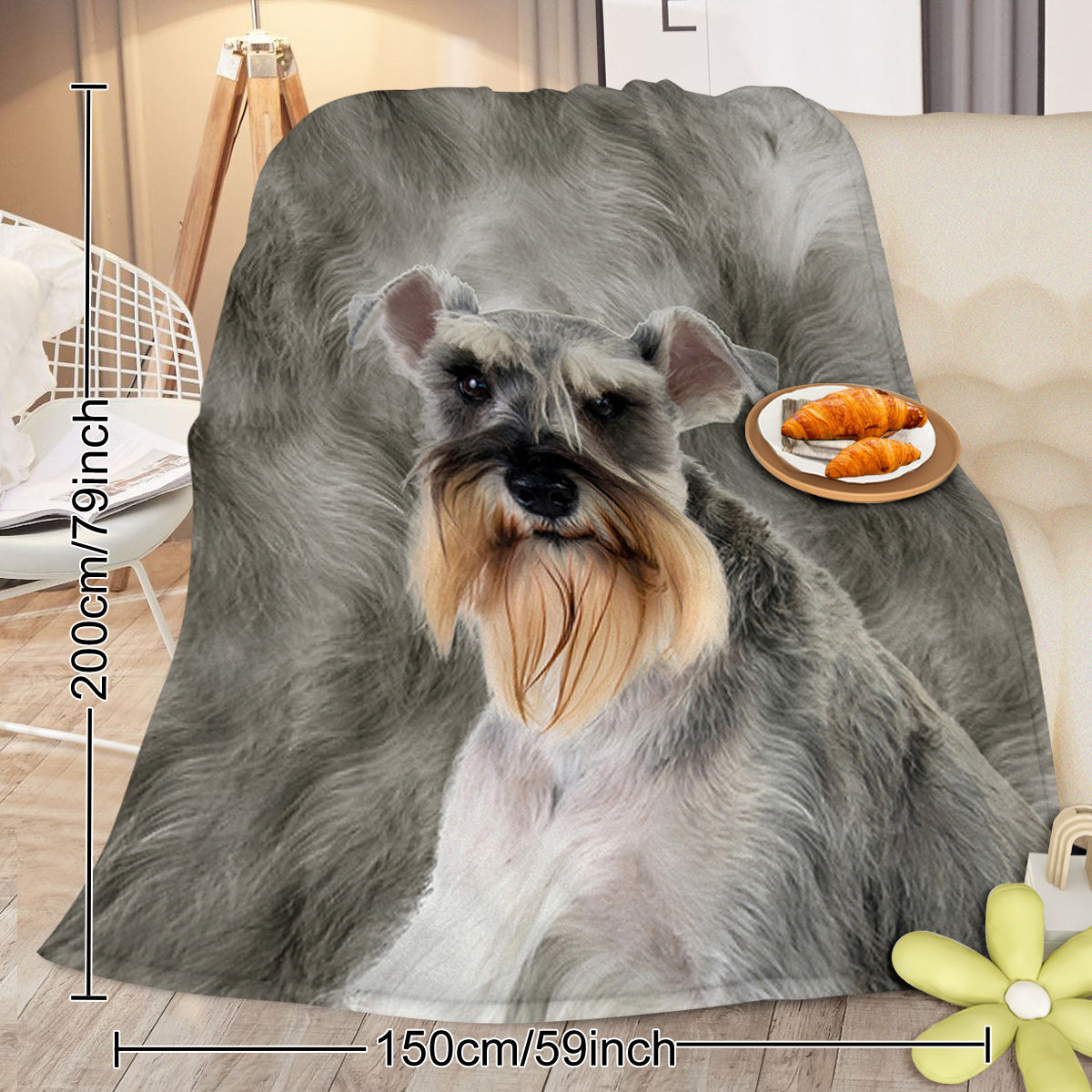 Schnauzer Flannel Blankets Cozy Blanket