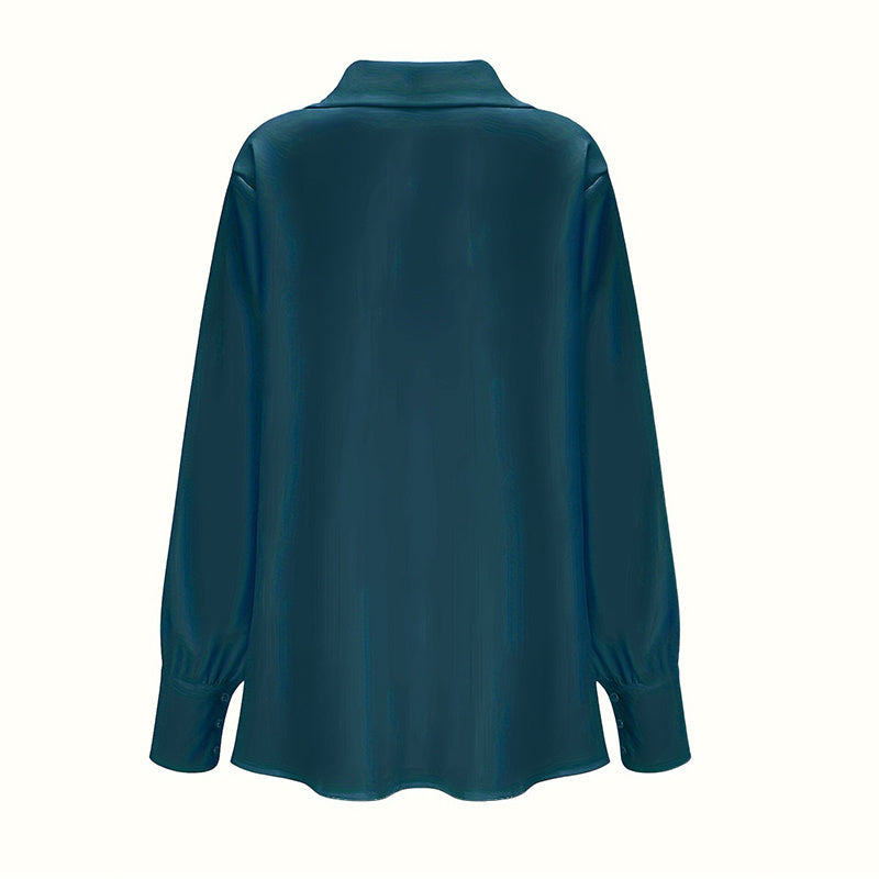 Women's Solid Color Long Sleeve Cowl Neck Blouse