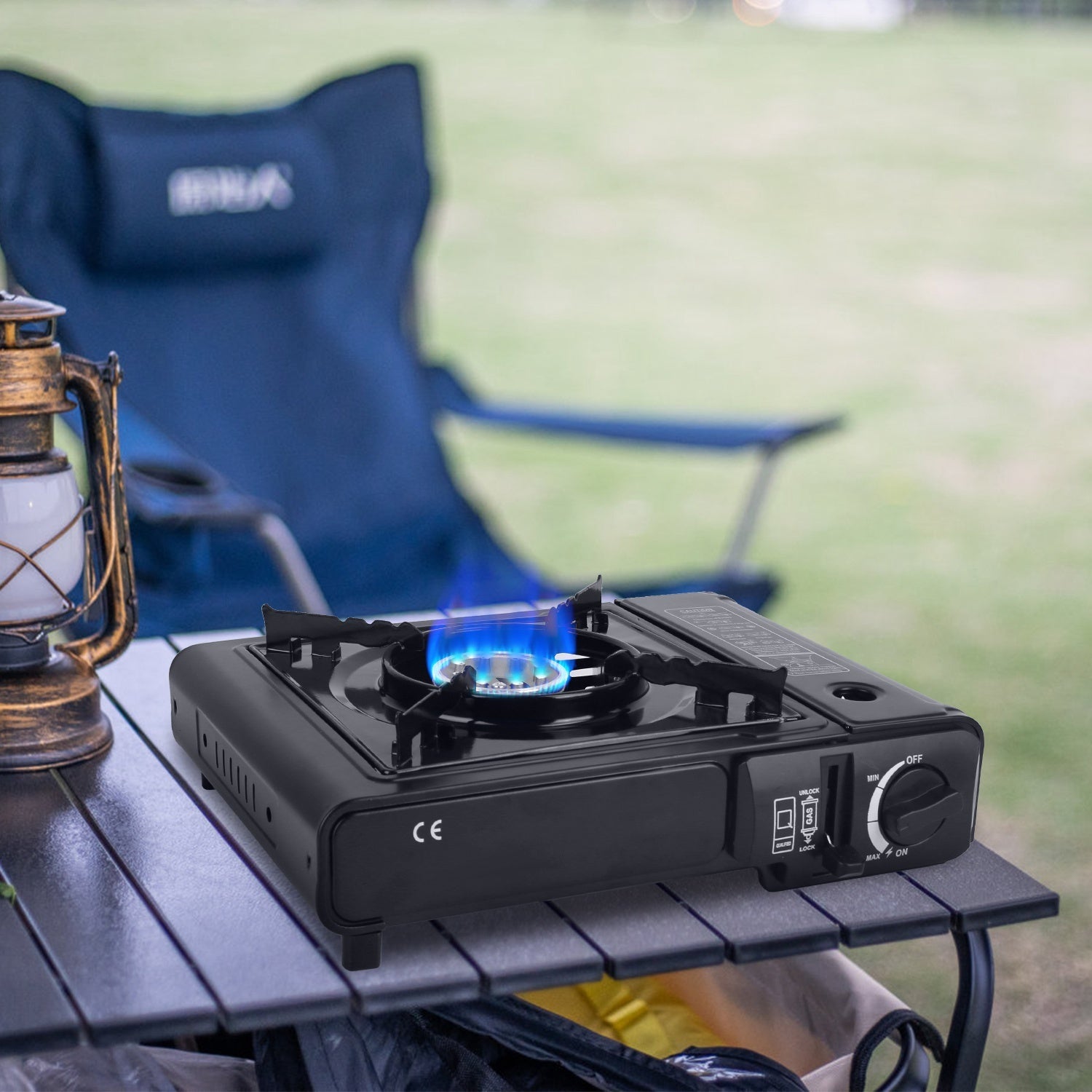 1Pc 3300W Portable Camping Stove Butane Canister Dual Fuel Burner Piezo Electric Ignition Single Burner