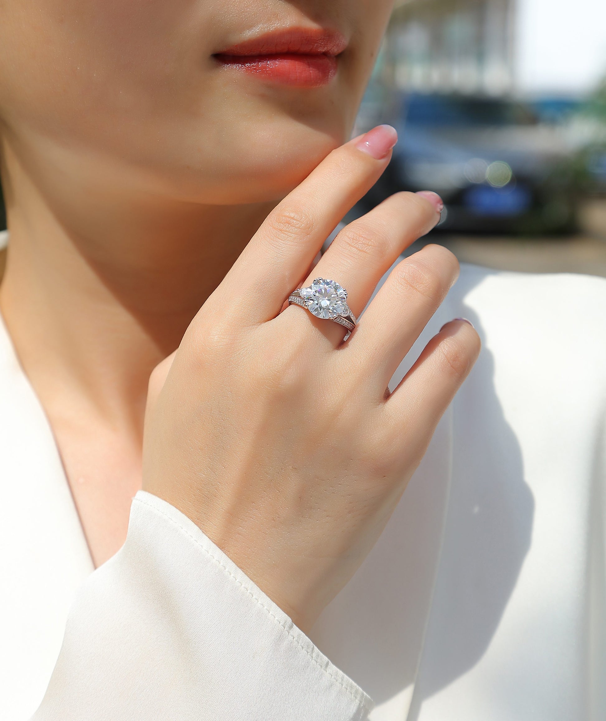 Luxurious Jewelry Piece Set With 5-carat Moissanite S925 Sterling Silver And Platinum-plated Diamond