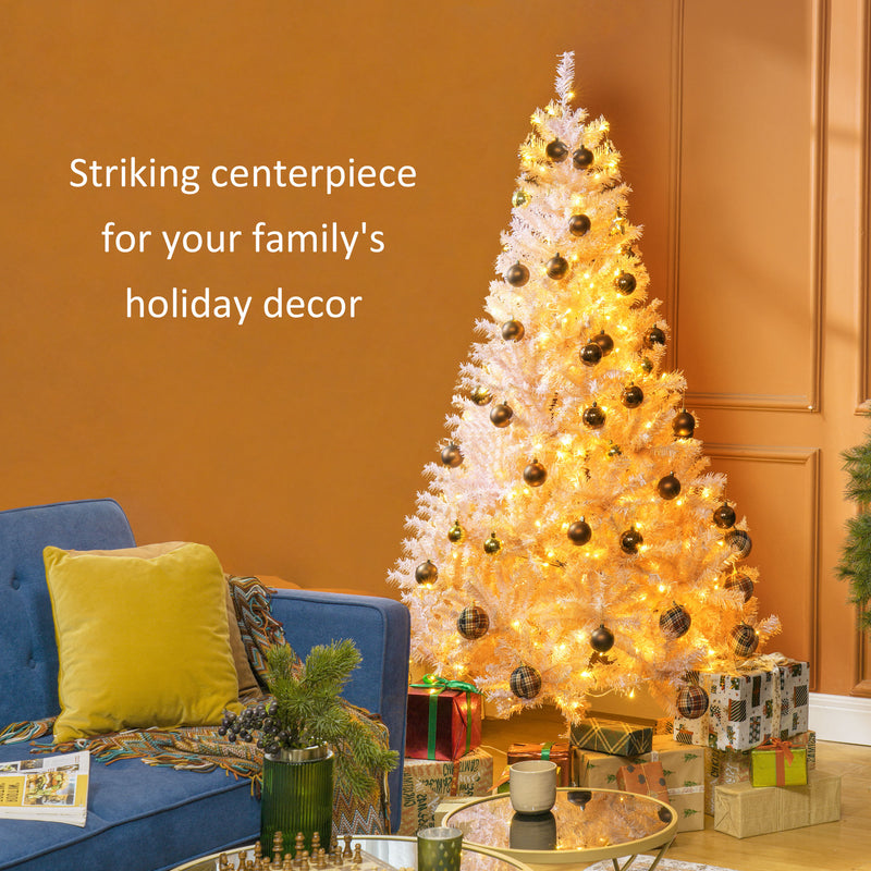 HOMCOM 6' Tall Prelit Christmas Tree Douglas Fir Artificial Christmas Tree