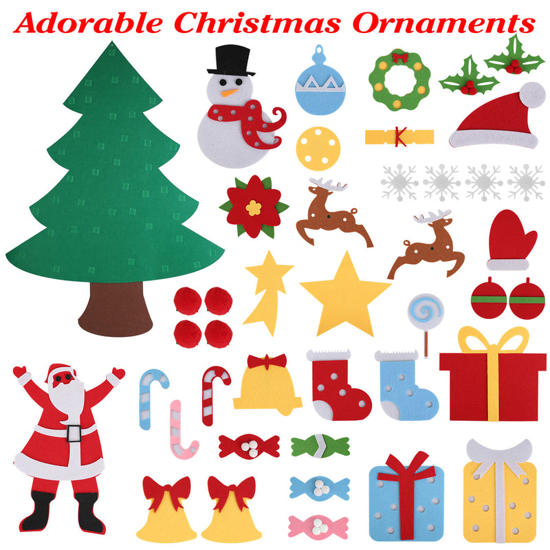DIY Felt Christmas Tree 41Pcs Detachable Ornaments For Kids