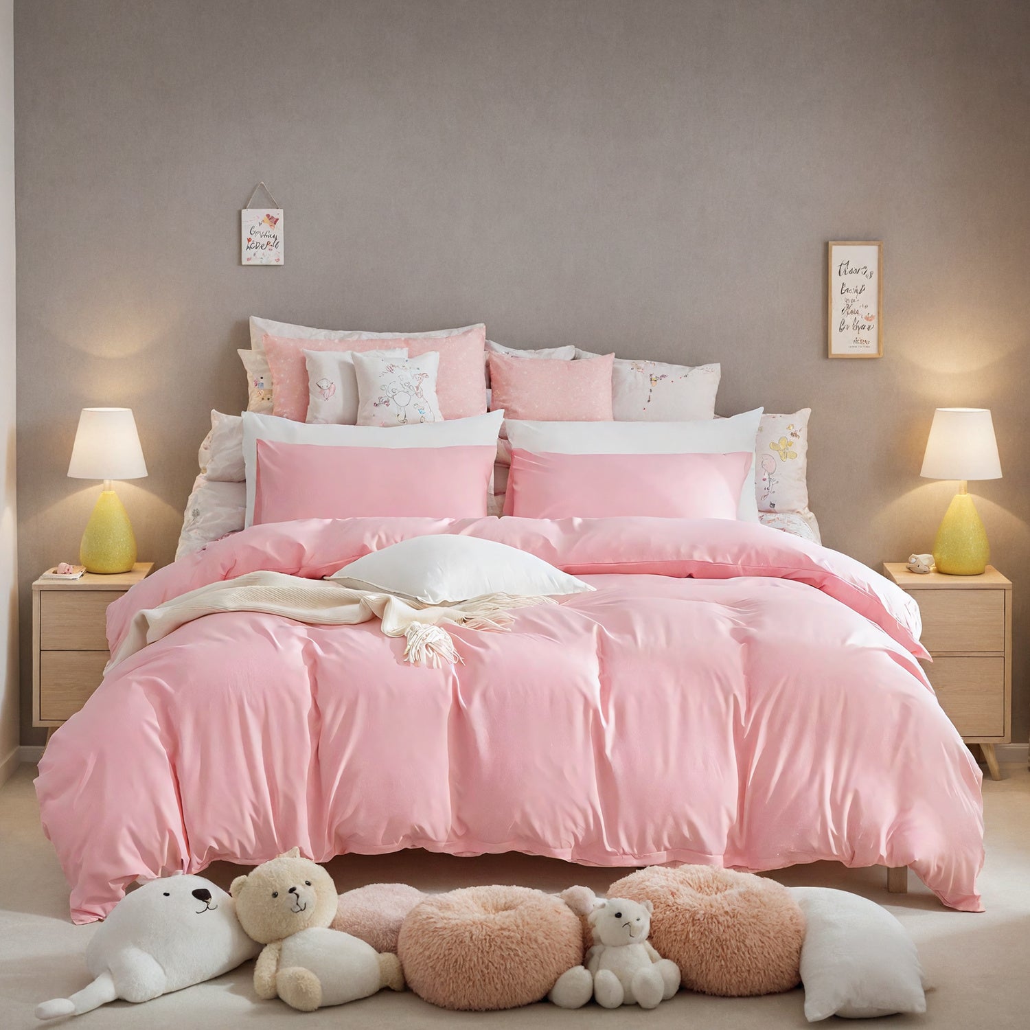 Three-piece Bedding Set With Solid Color Quilt Cover And Pillowcase
